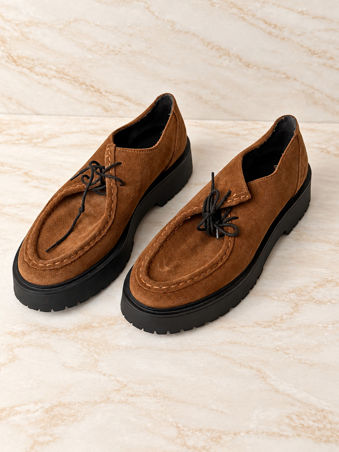 RARE Bata Red Label Women’s Size 40 Brown Suede Moc Toe Lace Up Shoes EU 40