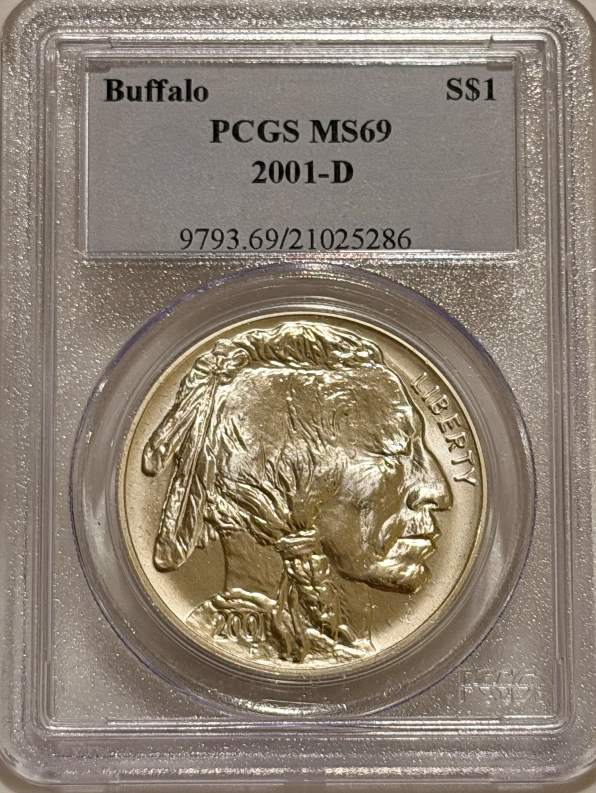 2001 D American Buffalo Silver Dollar PCGS MS69