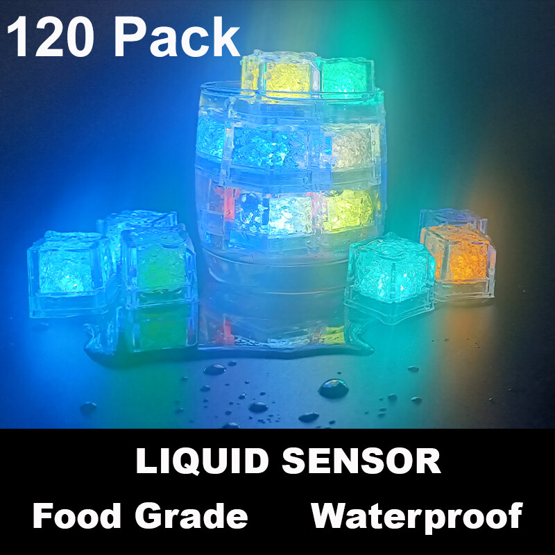 120Pcs LED Light Ice Cubes Waterproof Luminous For Party Wedding Home Decoration