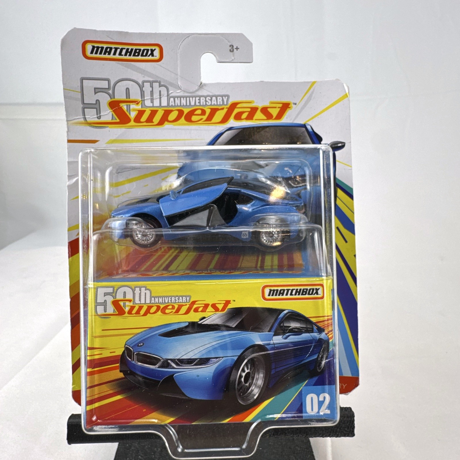 Matchbox 50th Anniversary Superfast 2016 BMW i8 Blue 1:64 Diecast Opening Door