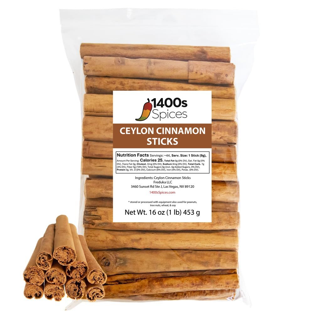 1lb Ceylon Cinnamon Sticks from Sri Lanka, True Cinnamon Stick by 1400S SPICES