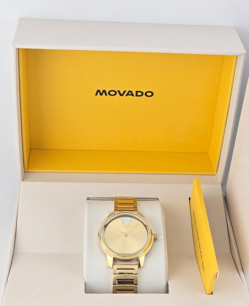 Movado Bold Women\'s Gold Dial Gold Tone Bracelet Watch - 3601318 ($750 MSRP)