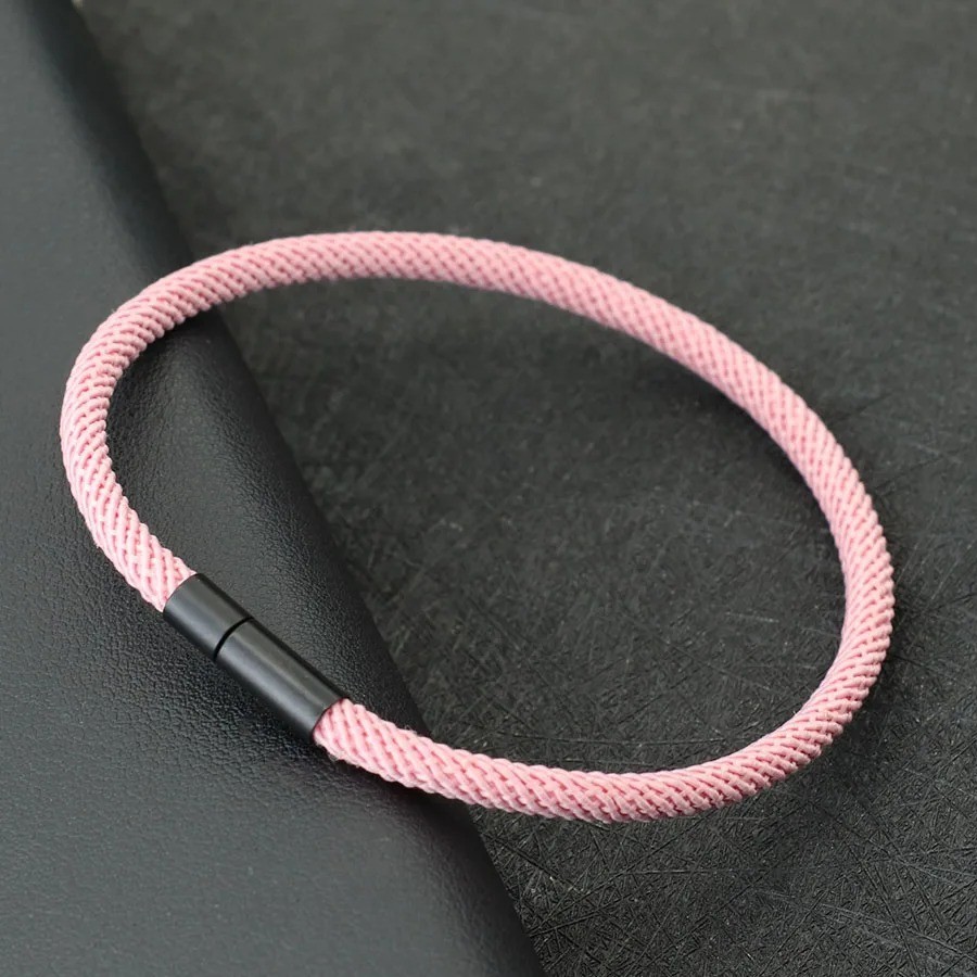 Mens Braided Rope Bracelet Stainless Steel Clasp Minimalist Adjustable 4mm Cord