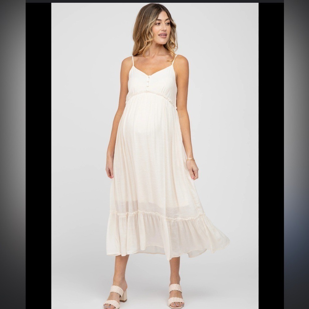 ASOS Maternity Cream Maxi Dress Sleeveless Lace Boho Cream White Size 12