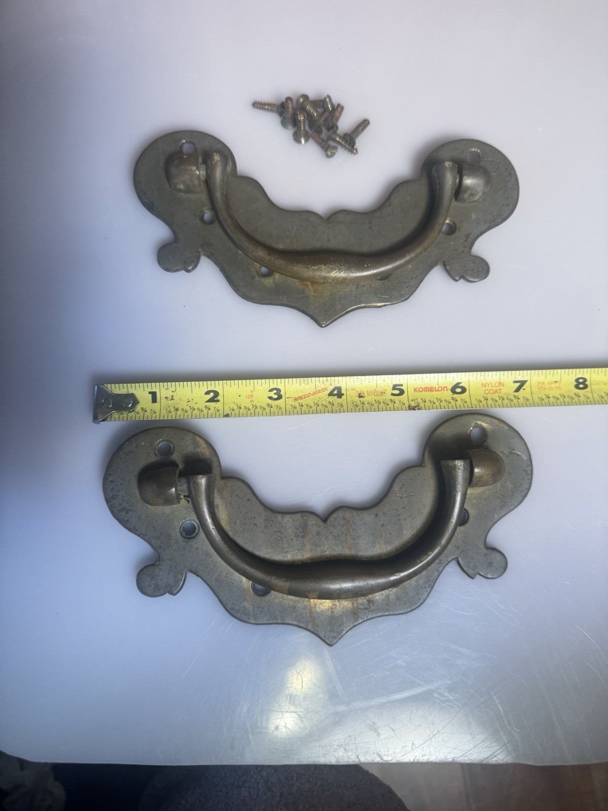 2 RARE MASSIVE 18TH CENTURY CHIPPENDALE BRASS DRAWER /PULL / HANDLE 7” 2 RARE MASSIVE 18TH CENTURY CHIPPENDALE BRASS DRAWER /PULL / HANDLE 7”