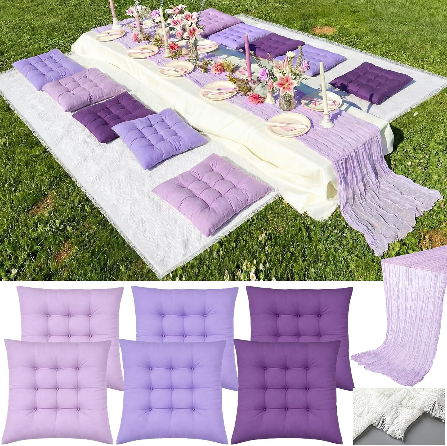 Extra Large Outdoor Picnic Blanket with Table Runner and Floor Pillow Cushion fo Extra Large Outdoor Picnic Blanket with Table Runner and Floor Pillow Cushion fo
