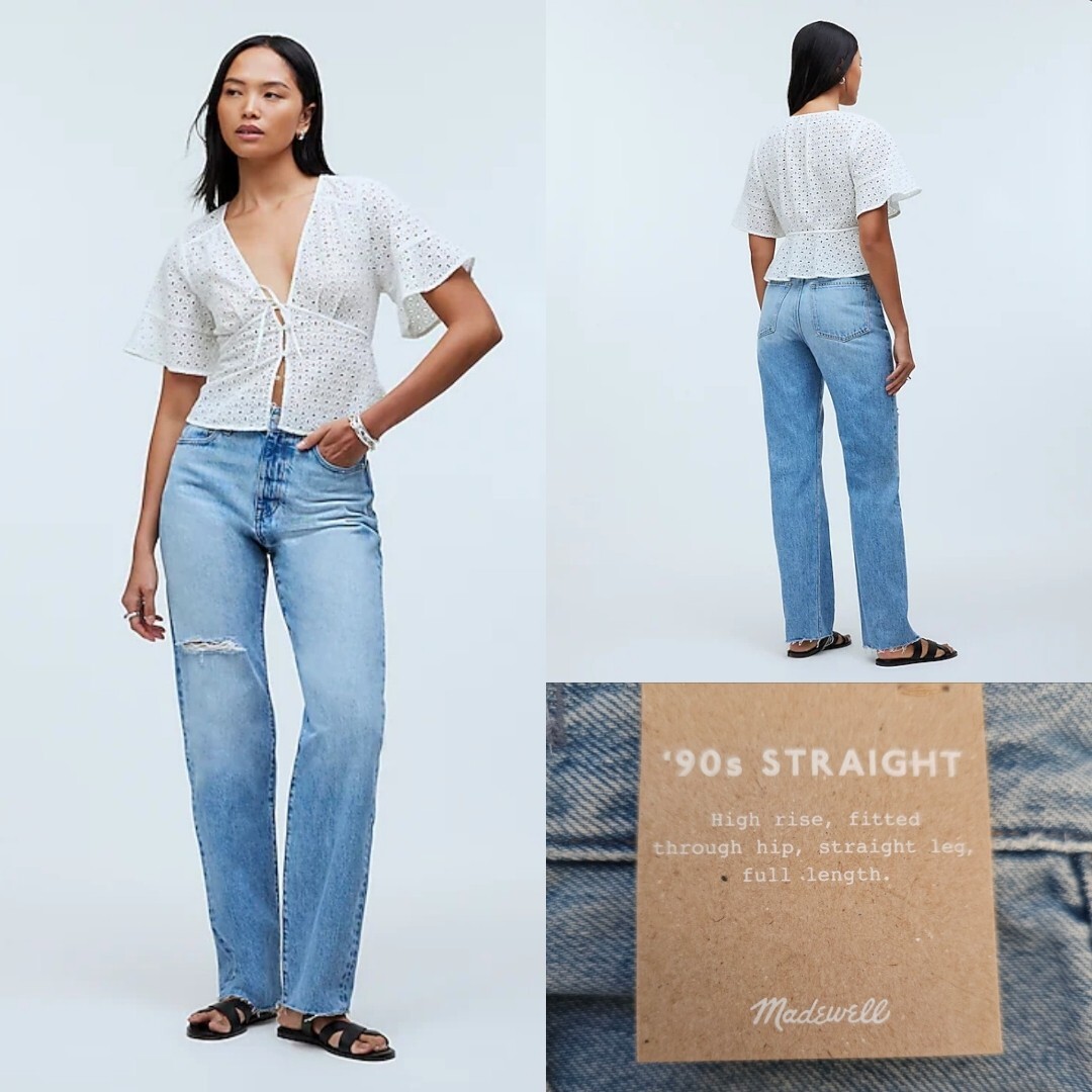 Madewell The \'90s Straight Jean in Revoir Wash Size W27 NWT $128 Madewell The \'90s Straight Jean in Revoir Wash Size W27 NWT $128
