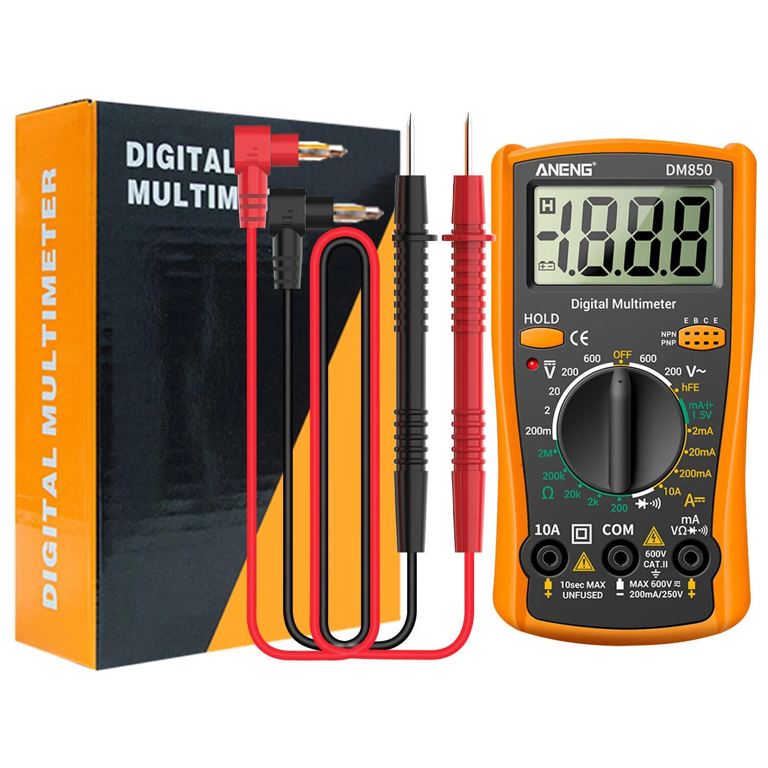 LCD Digital Multimeter Voltmeter Ammeter Ohmmeter Volt AC DC Tester Lead Meter