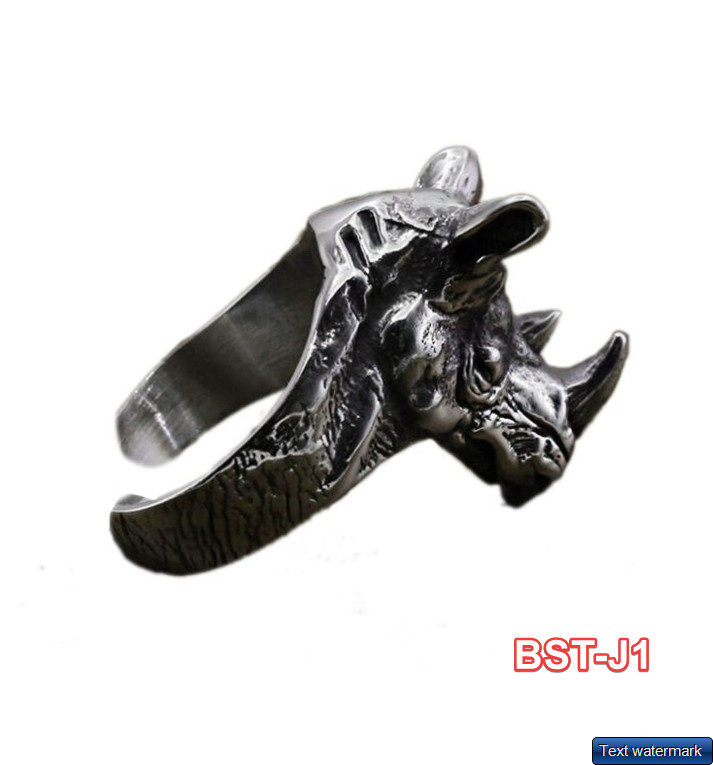 Adjustable Huge Rhino Head Vintage Biker Punk Wrap Rhino Gothic Animal Ring