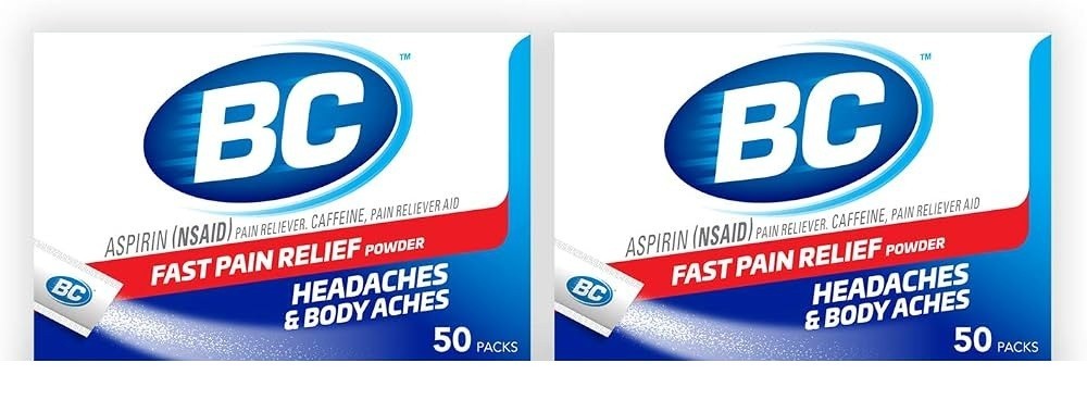 2 Pack BC HEADACHE POWDER Fast Pain Relief 50 Count Each Exp. 02/2028+ 2 Pack BC HEADACHE POWDER Fast Pain Relief 50 Count Each Exp. 02/2028+