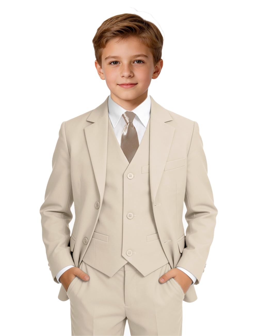 Boys Suit for Kids Champagne Tuxedo Suits Set Dress Clothes for Wedding SIZE10