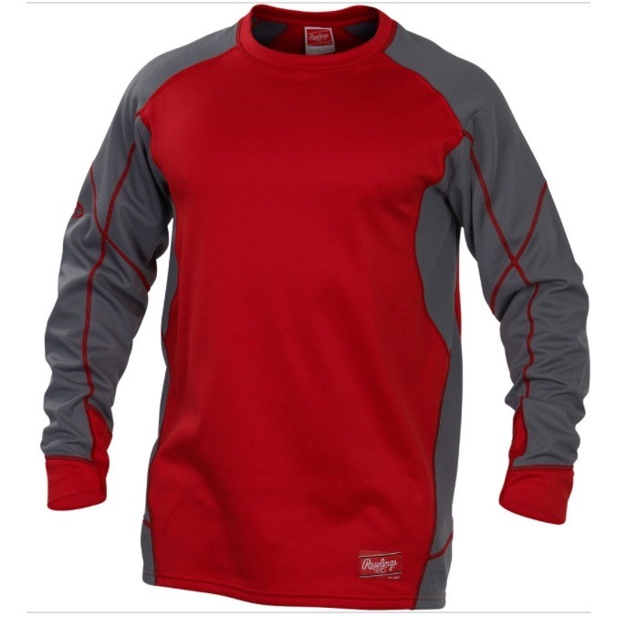 Rawlings Performance Fleece Pullover Mens Large Red Grey NWT Baseball UDFP4-S-90