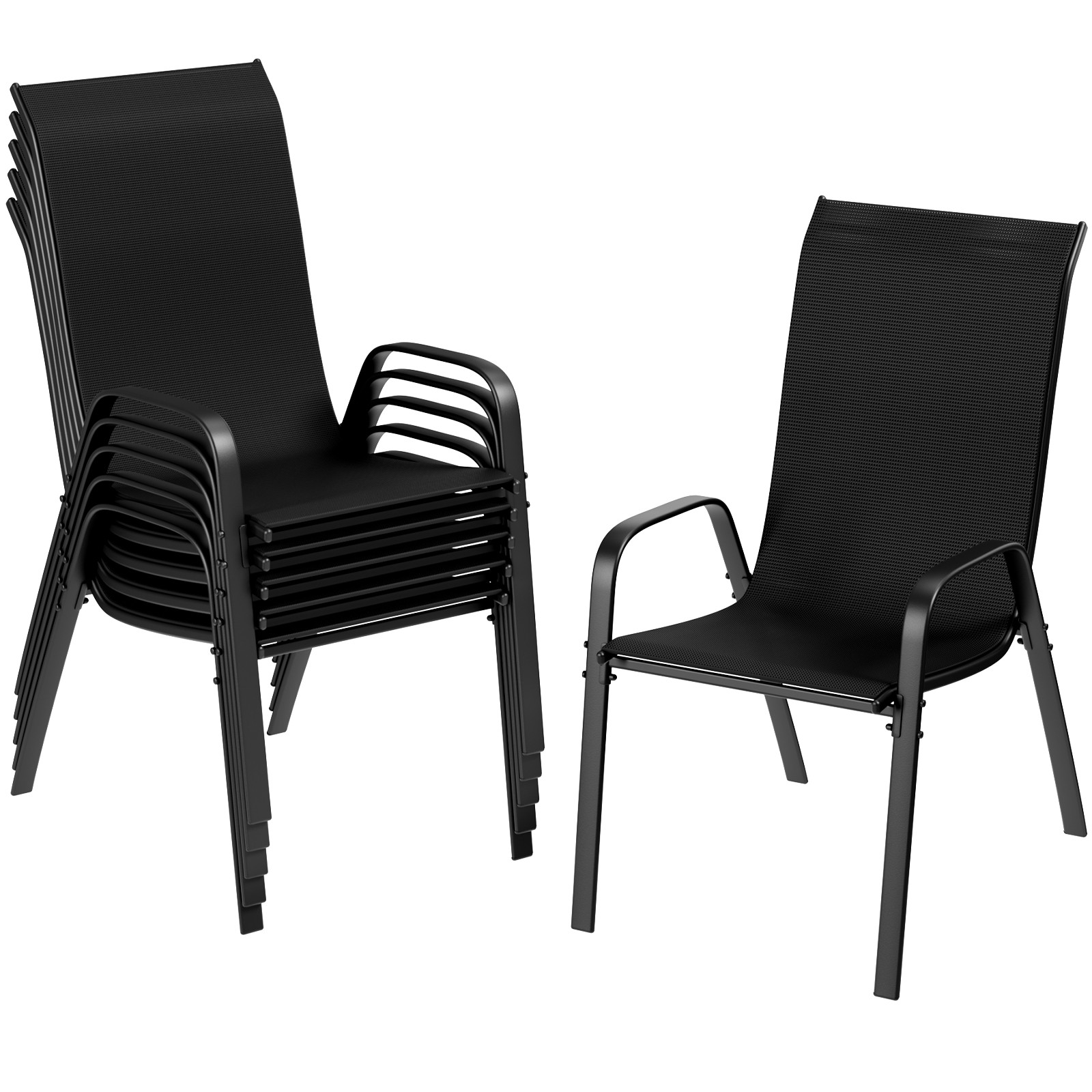 Set of 6 Patio Dining Chairs Outdoor Stackable Dining Chairs Set for Garden Set of 6 Patio Dining Chairs Outdoor Stackable Dining Chairs Set for Garden