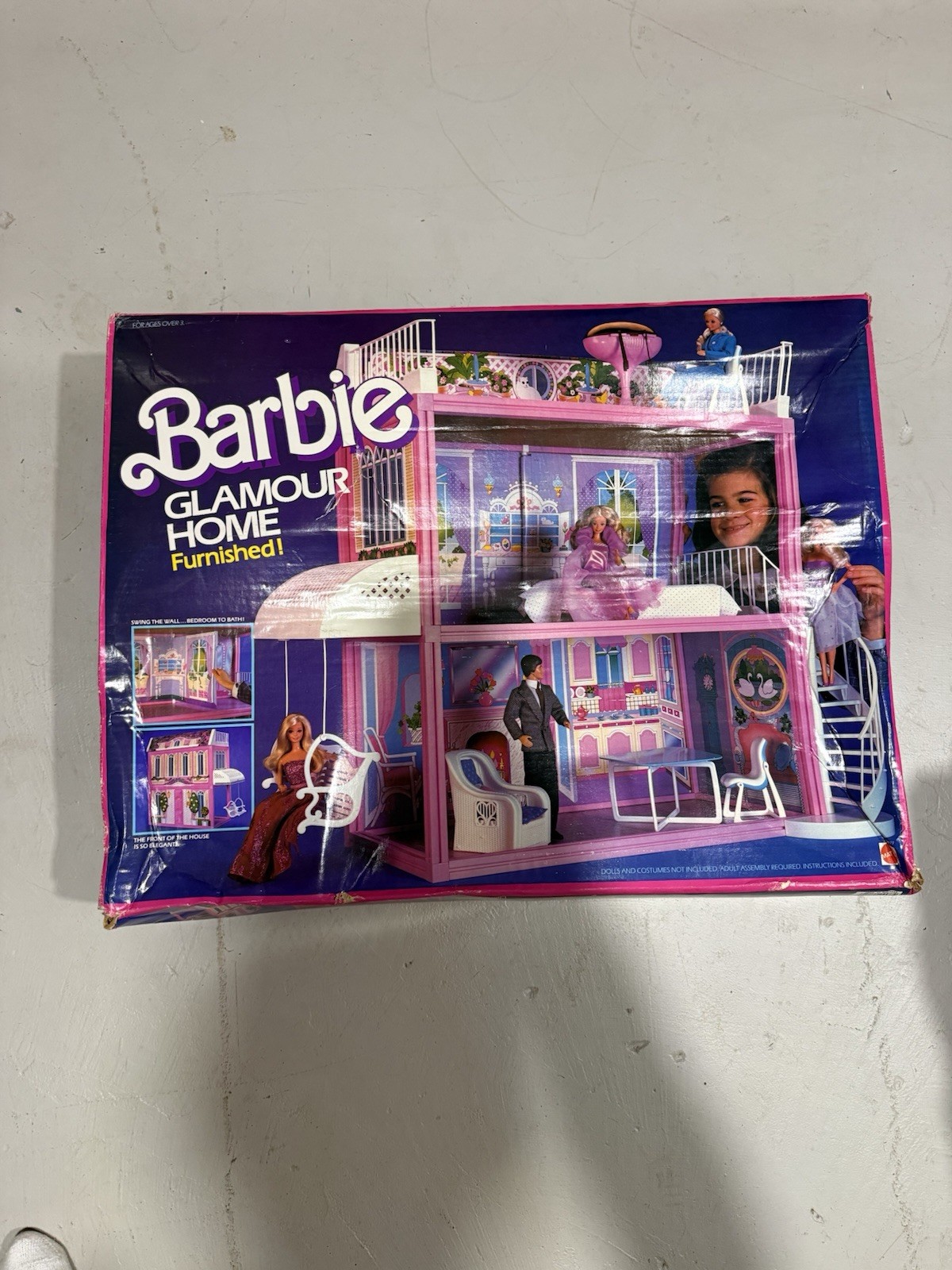 Mattel Barbie Glamour Home Furnished Dollhouse Bedroom 11.5in Vintage 1996