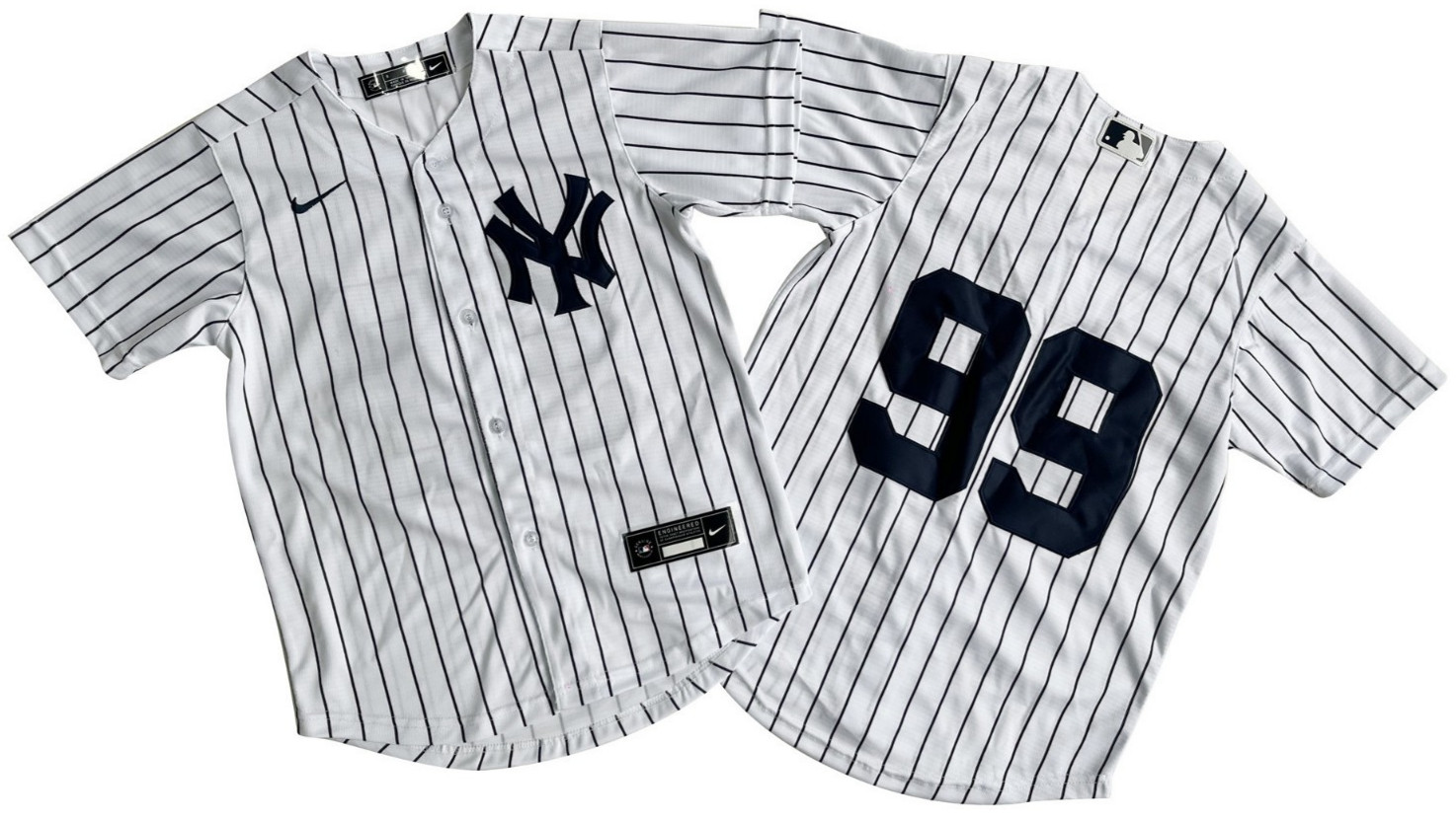 ​​Tariffs​ Free YOUTH'S Yankees #99 Aaron Judge White Stripe Cool Base Jersey.