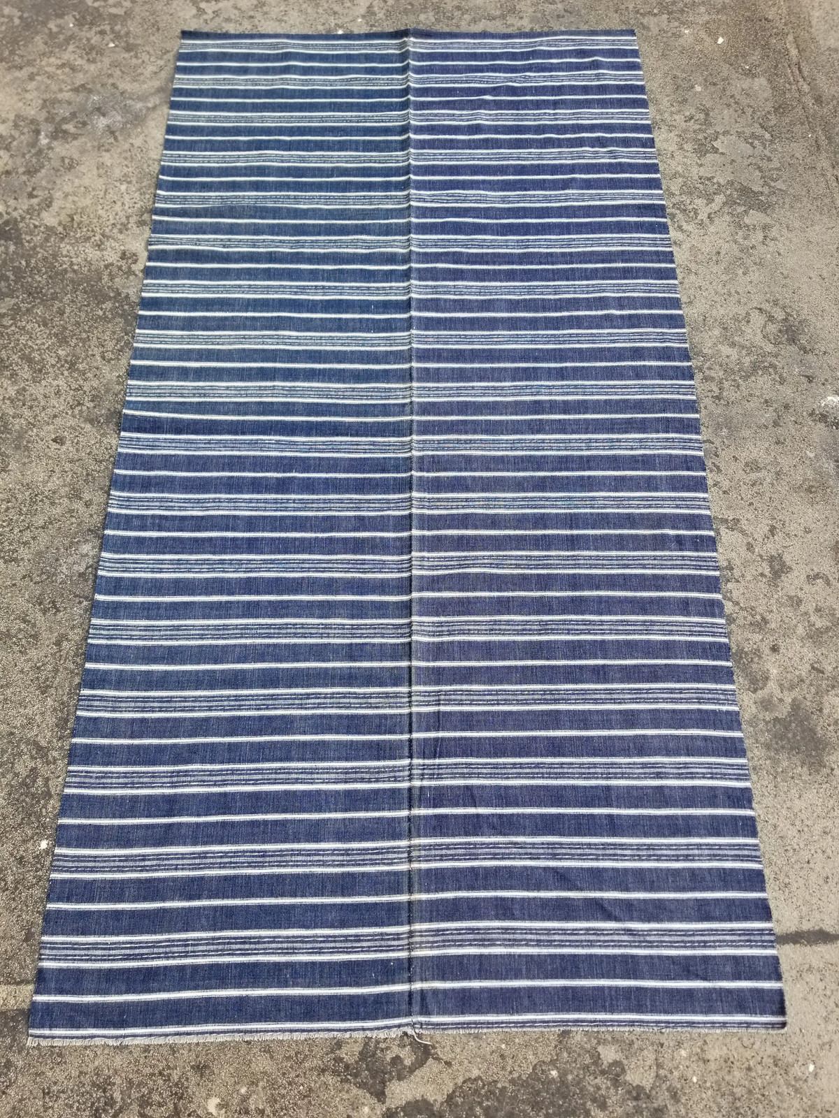 Vintage Handmade Oriental Terrace Indigo Striped Wool Multi Kilim 6.0x3.01ft Vintage Handmade Oriental Terrace Indigo Striped Wool Multi Kilim 6.0x3.01ft