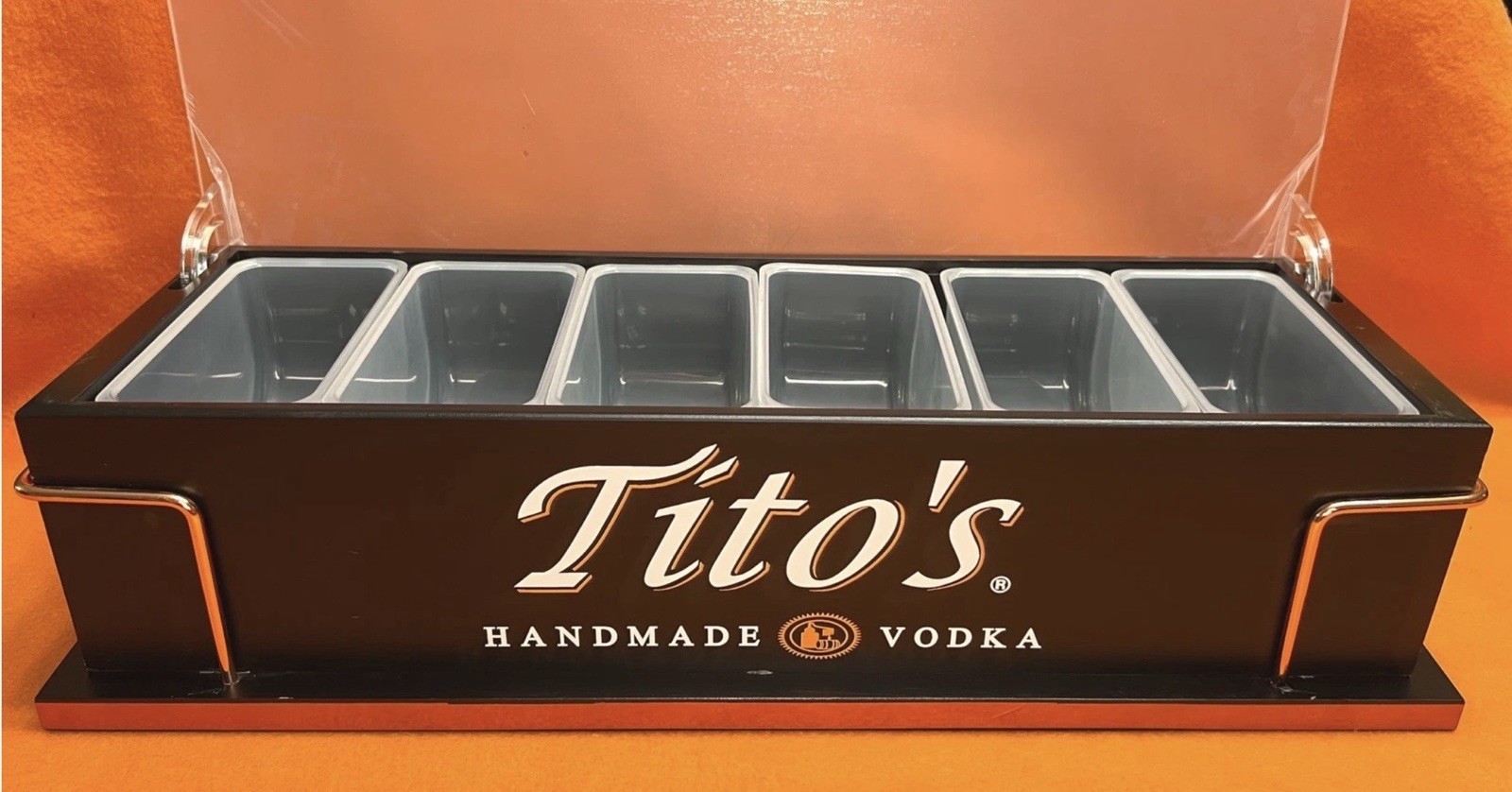 New Titos Handmade Vodka Official Bar Caddy Condiment Garnish Tray 6 Compartment