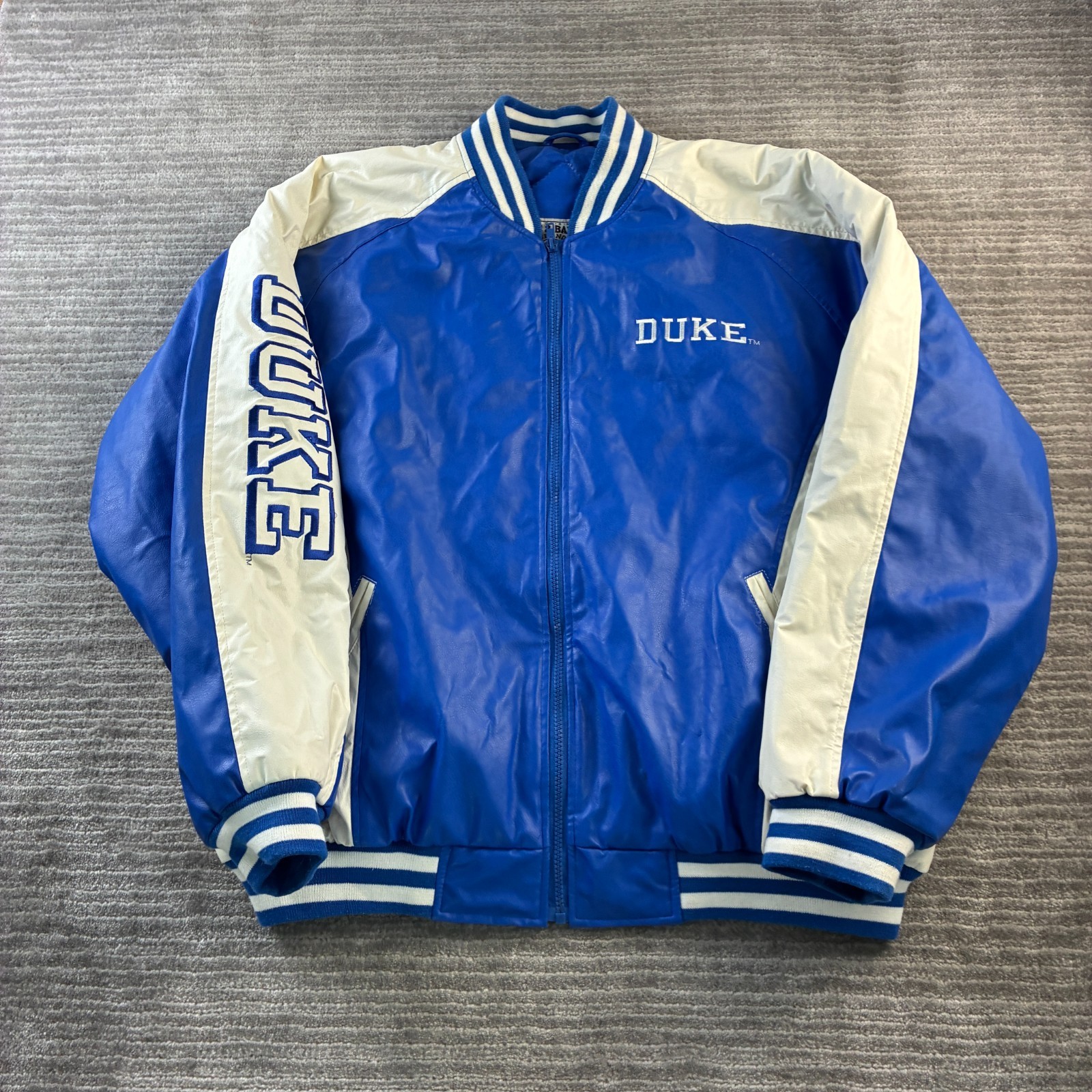 VINTAGE Duke Blue Devils Jacket Mens Extra Large Blue Bomber Varsity Letterman