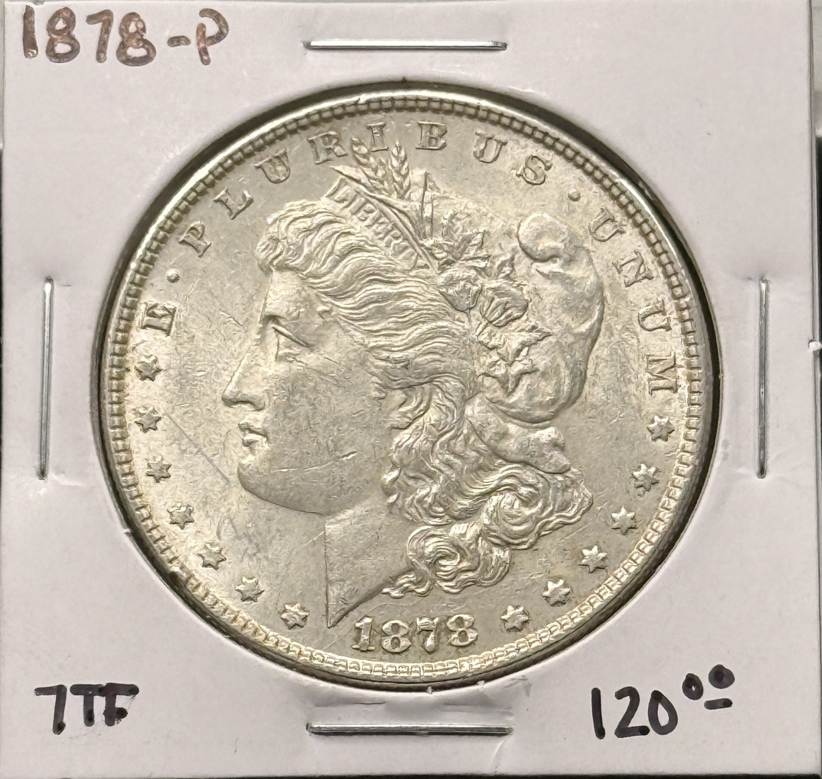 1878-P 7-TF Morgan Silver Dollar, AU/UNC, (26257)