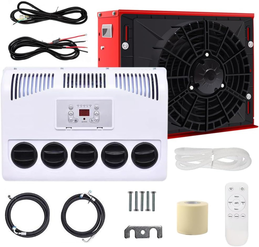 12V Electric Air Conditioner Kit AC For RV Truck Construction Vehicle Excavator