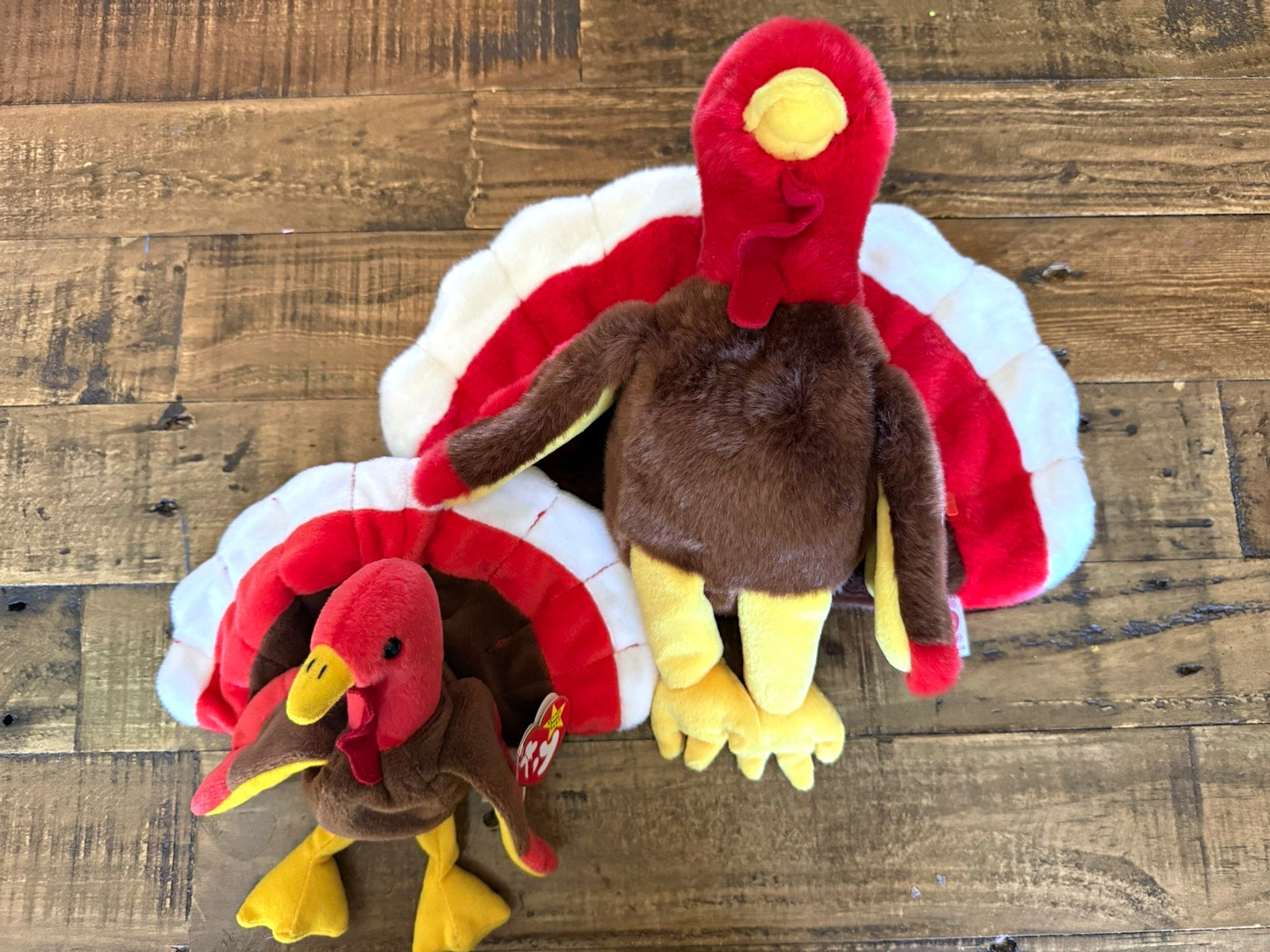 Ty Beanie Babies Gobbles Turkey Plush Lot of 2, 1996 Vintage
