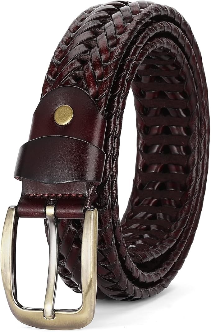 Mens Braided Leather Belt, Casual Woven Leather Belt for Men 34 Dark Brown Mens Braided Leather Belt, Casual Woven Leather Belt for Men 34 Dark Brown