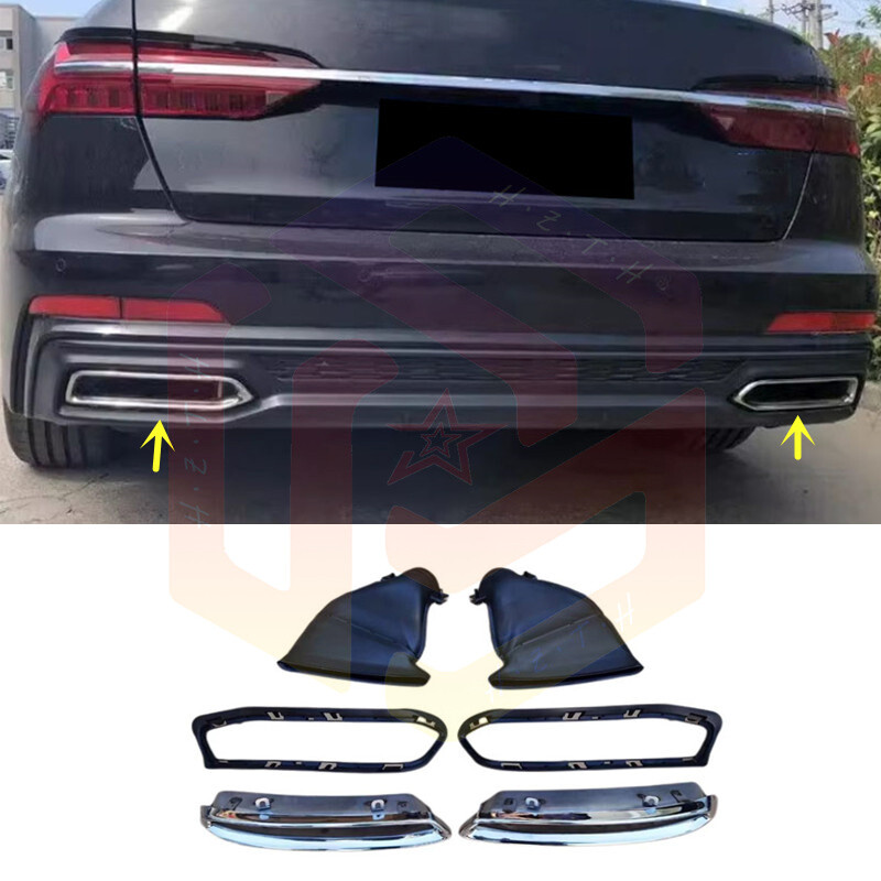 ❆ 6x Chrome Real Stainless Rear Muffler Tip Pipe Upgrade For Audi A6 2019-2022