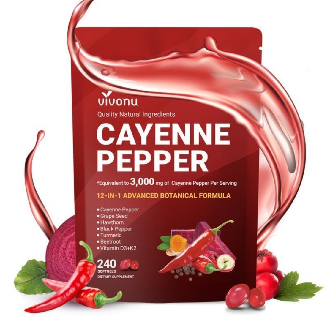 1-5X Cayenne Pepper Softgels for Leg Vein & Circulation Support ,Vascular Health