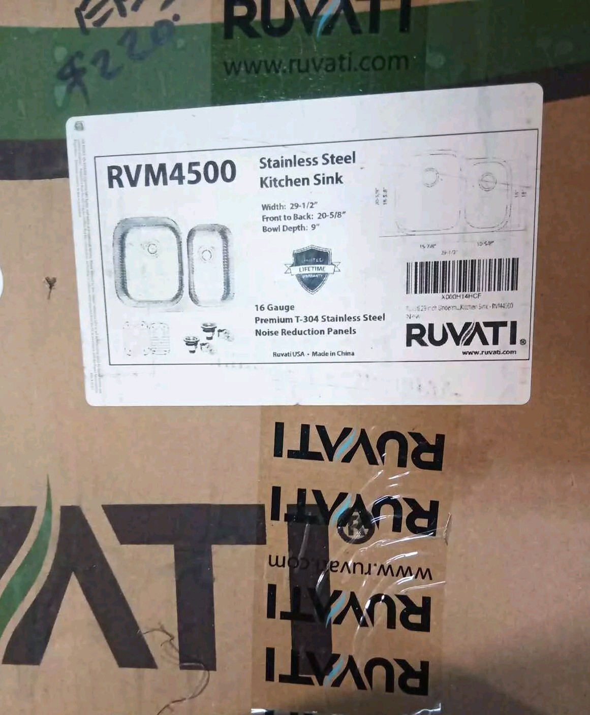 Ruvati Parmi Undermount 29.5-in x 20.625-in Brushed Stainless Steel Double