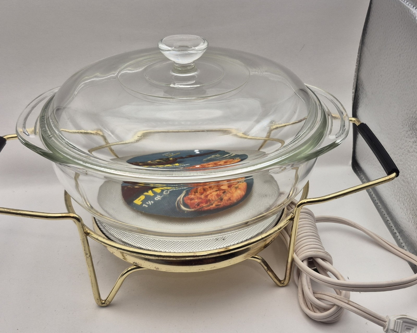 NEW Pyrex 623 1.5 Qt Clear Glass Casserole w/Lid Electric Warming Cradle Vintage