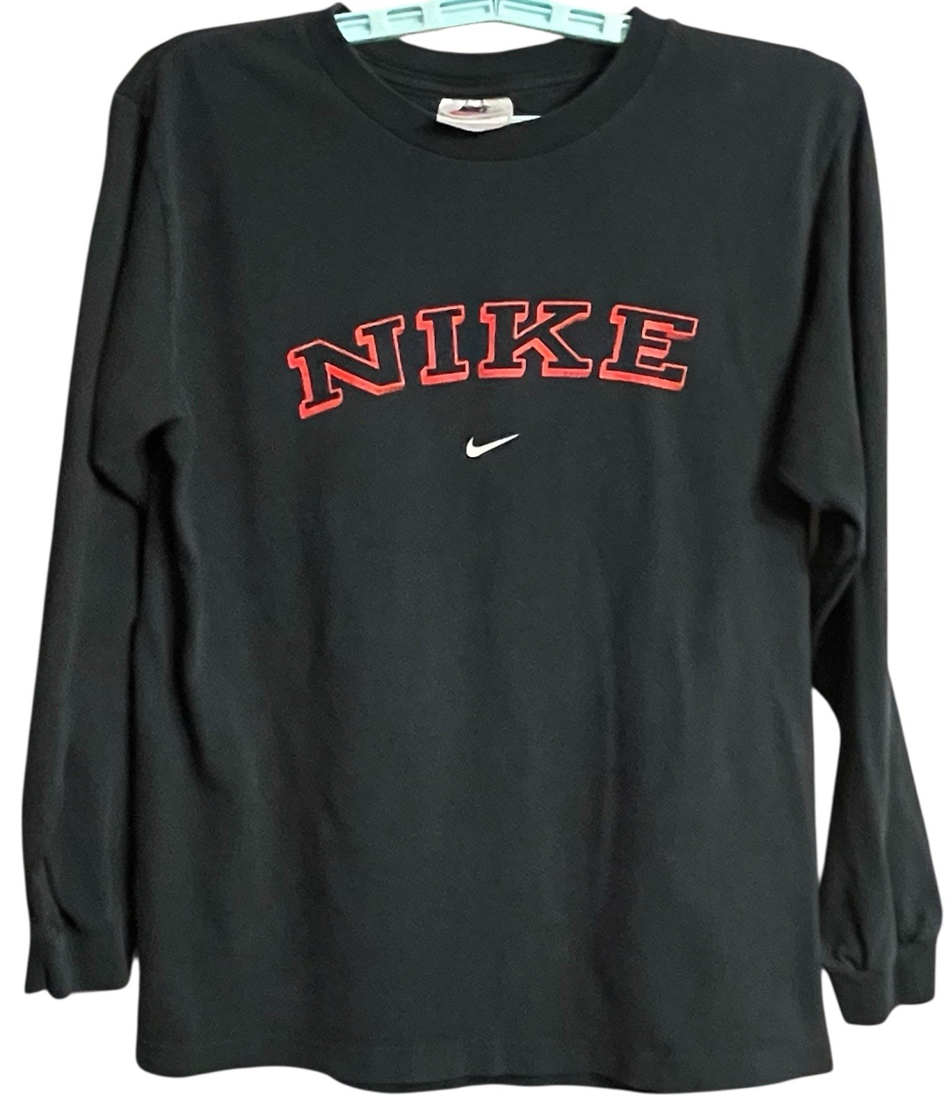 Vintage Nike Sweatshirt Men Sz L Center Swoosh Spell Out Logo Crewneck Casual