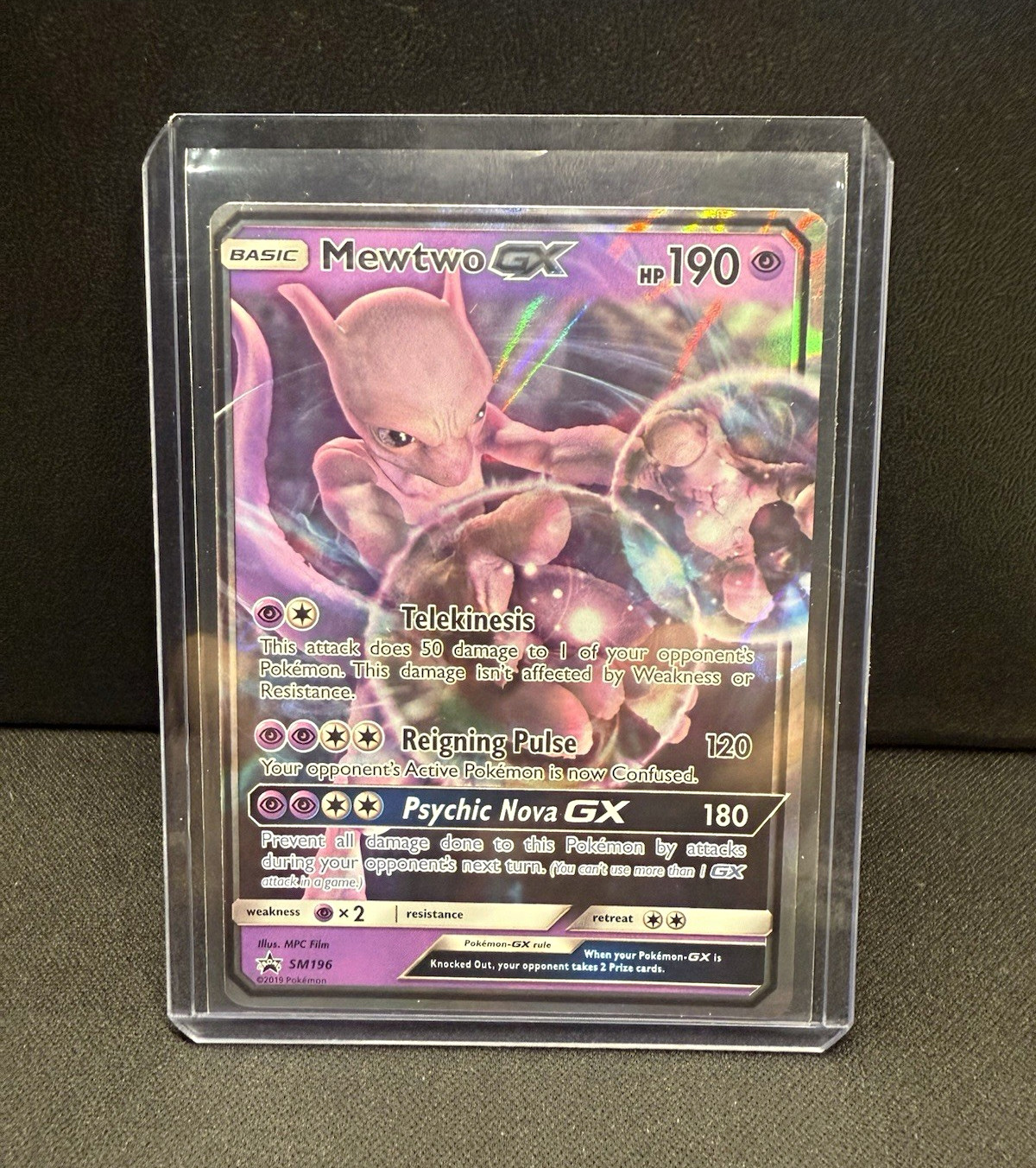 Pokemon TCG Mewtwo GX SM196 SM Promo Holo GX 190 HP Psychic Basic English