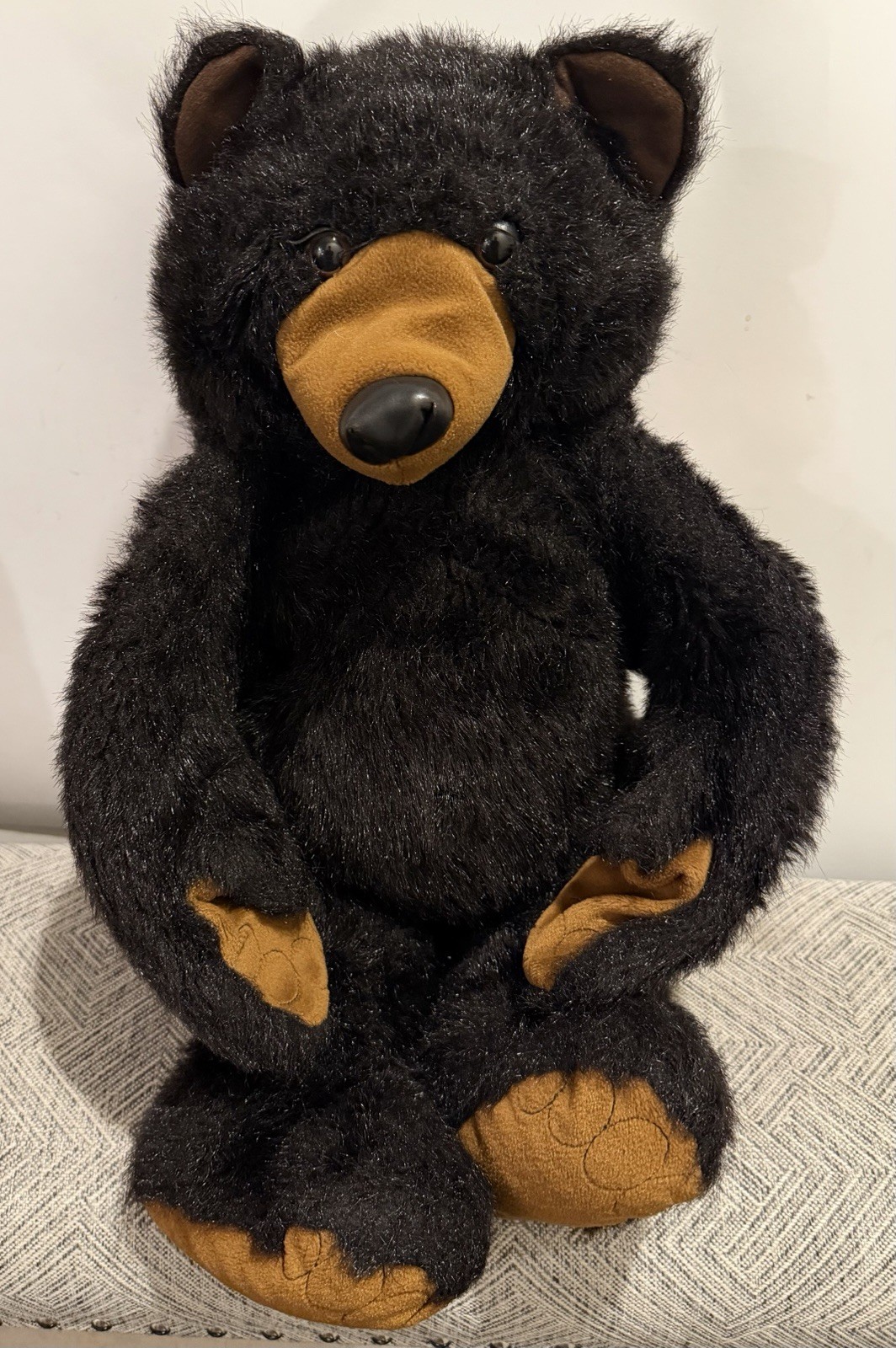 RARE Folkmanis 24” Two Handed Black Bear Puppet Retired Plush Stuffed Animal Vtg