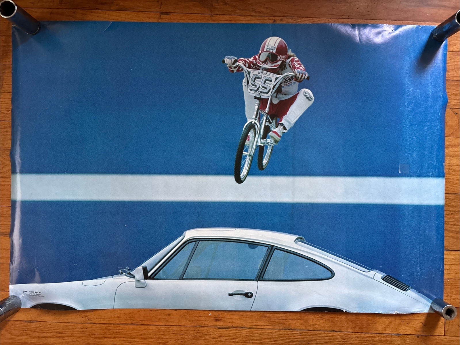 Vintage Original Timmy Judge Porsche 911 Poster 1982 Wizards BMX - 23x34 Vintage Original Timmy Judge Porsche 911 Poster 1982 Wizards BMX - 23x34