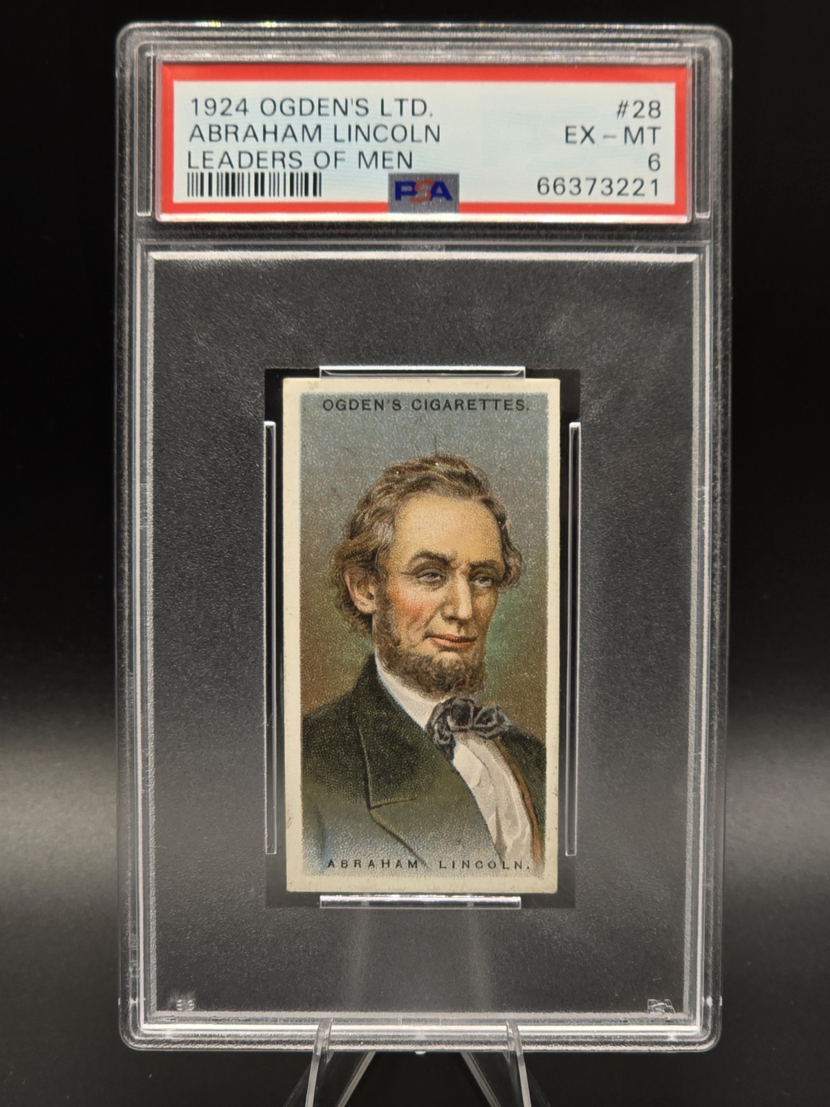 Abraham Lincoln PSA 6 1924 Ogden's Ltd Leaders of Men #28 EX-MT Tobacco Card Abraham Lincoln PSA 6 1924 Ogden's Ltd Leaders of Men #28 EX-MT Tobacco Card