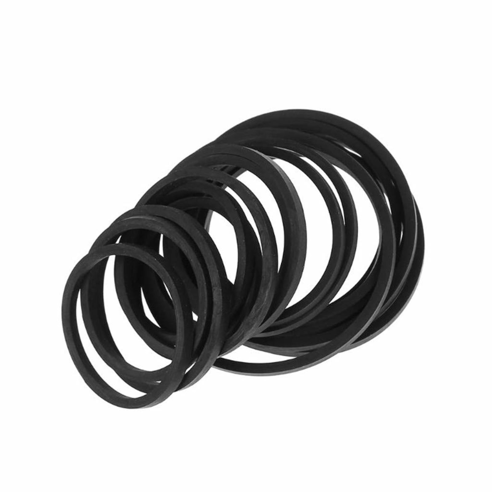30pcs Cassette Tape Drive Belts 25-135mm 1.2mm Rubber Square Assorted Black