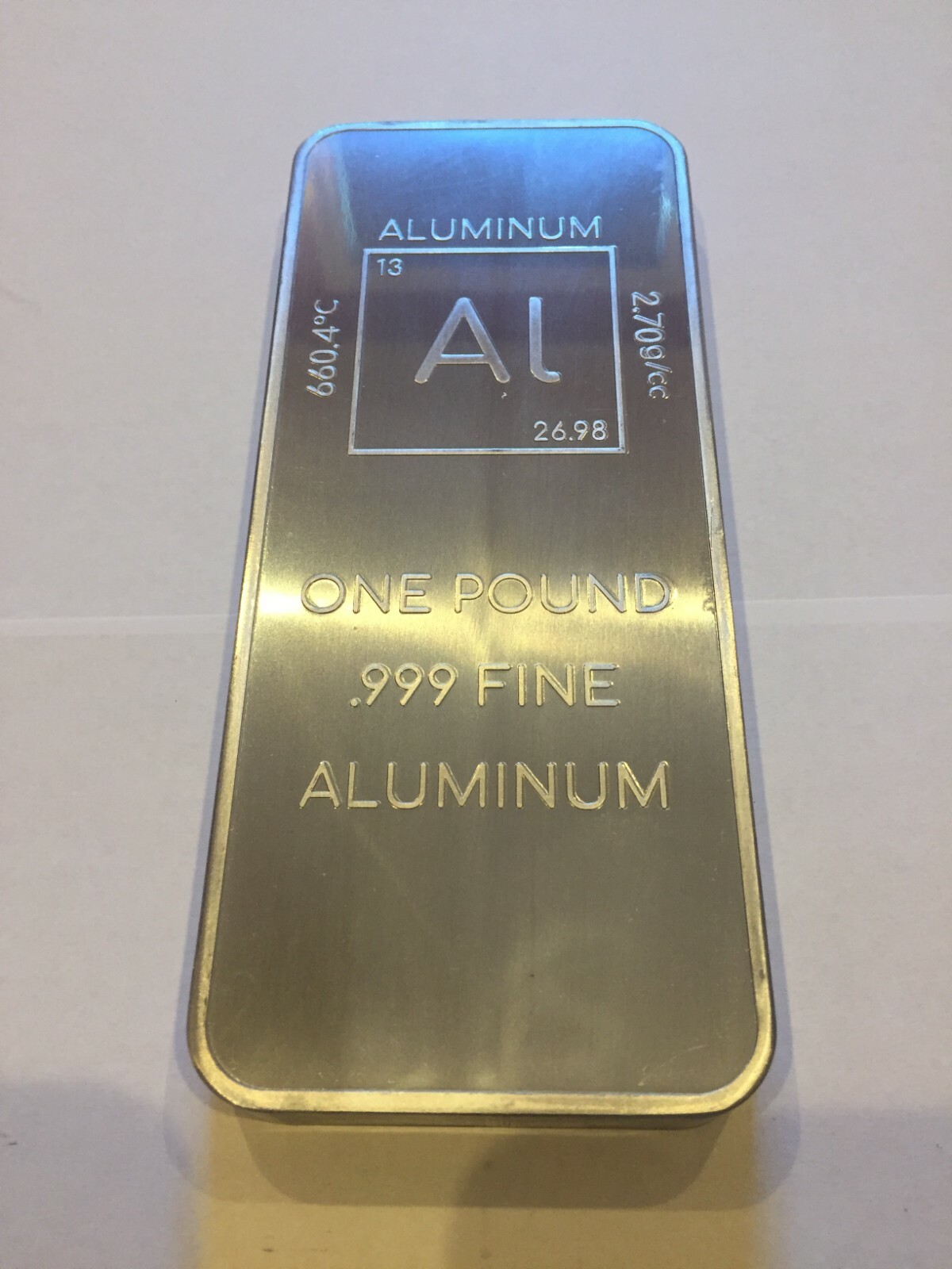 1 (One) Pound .999 Aluminum Bullion Bar By Unique Metals 1 (One) Pound .999 Aluminum Bullion Bar By Unique Metals