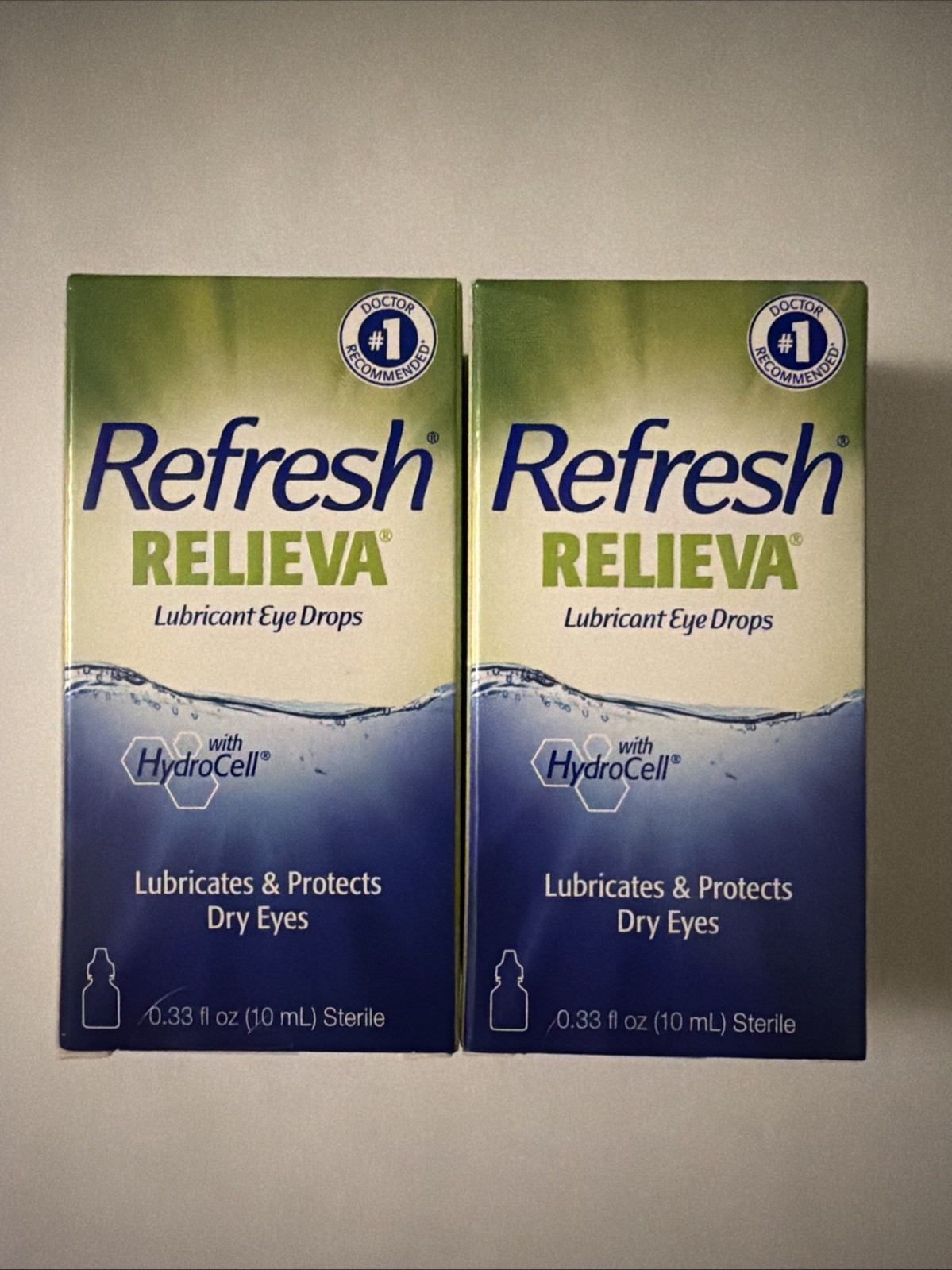 (2) REFRESH RELIEVA Lubricant Eye Drops 0.33oz 10mL Exp 2027+
