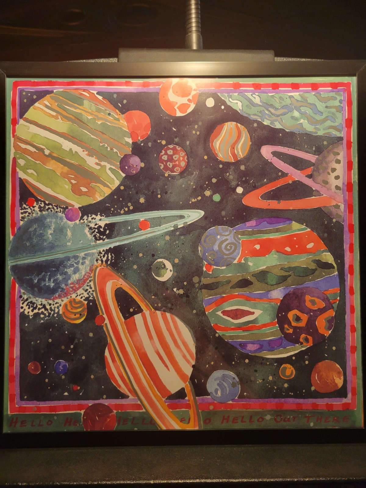 12x12 90s Vintage Maret Hello Out There Planets Moons Celestial Framed Art Print 12x12 90s Vintage Maret Hello Out There Planets Moons Celestial Framed Art Print