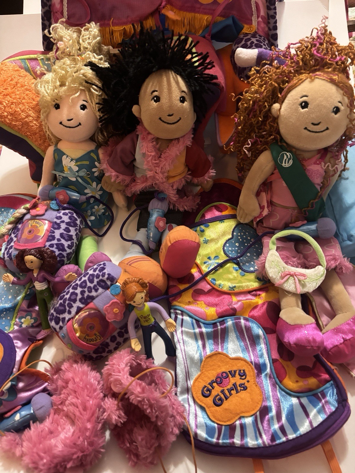 Lot of Groovy Girls Dolls and Furniture Tents Scooter Sleeping Bags etc.