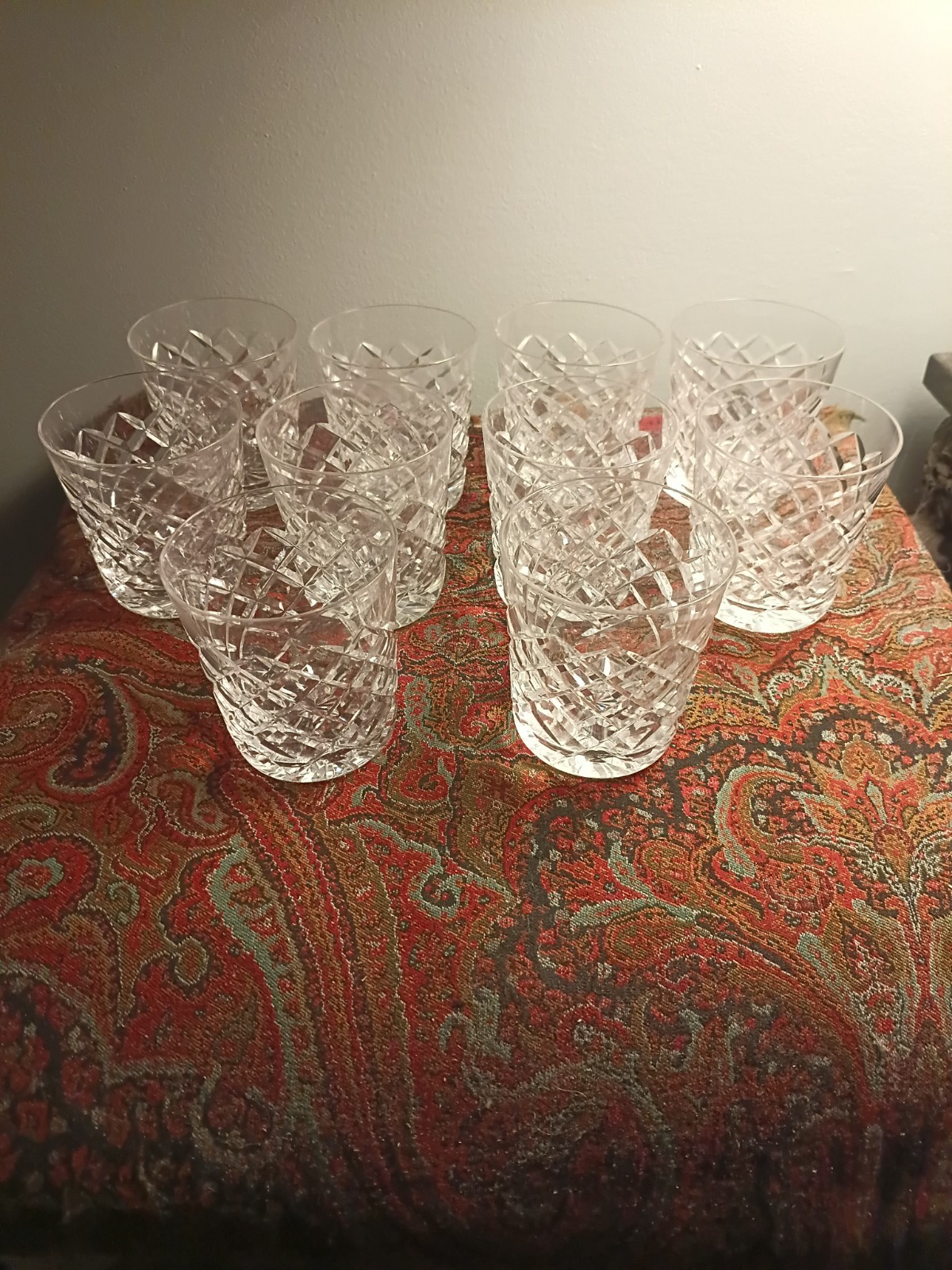 Set Of 10 Waterford Powerscourt Cut Glass Double Old Fashioned Rocks Glasses