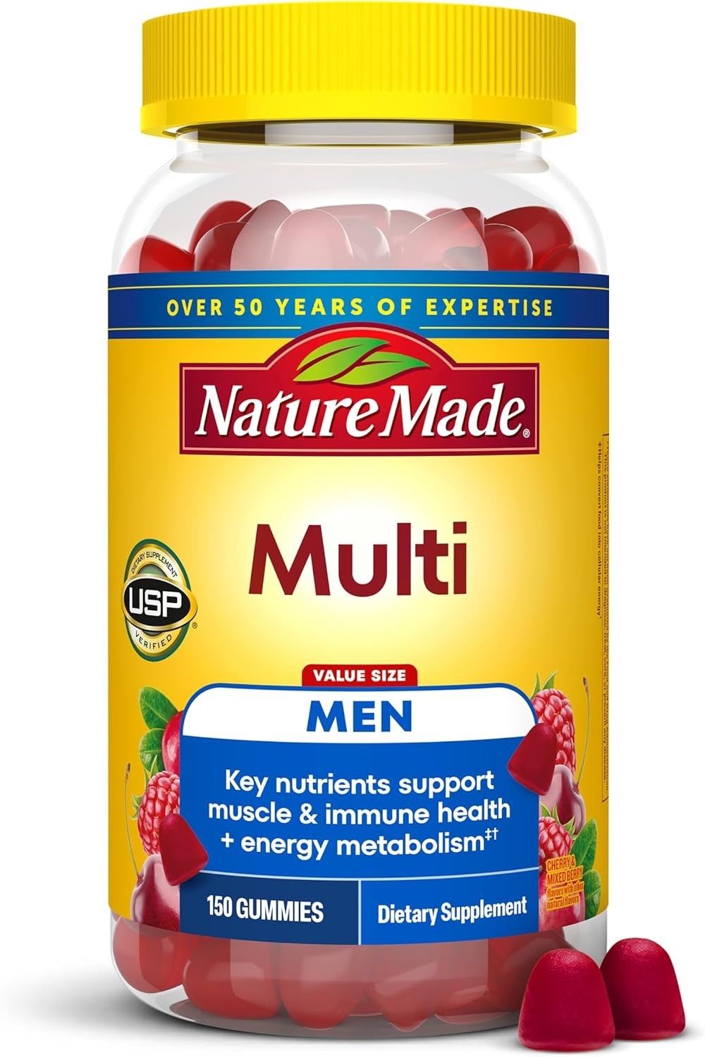 Gluten-Free Men's Multivitamin Gummies - 75 Day Supply, No Artificial Flavors