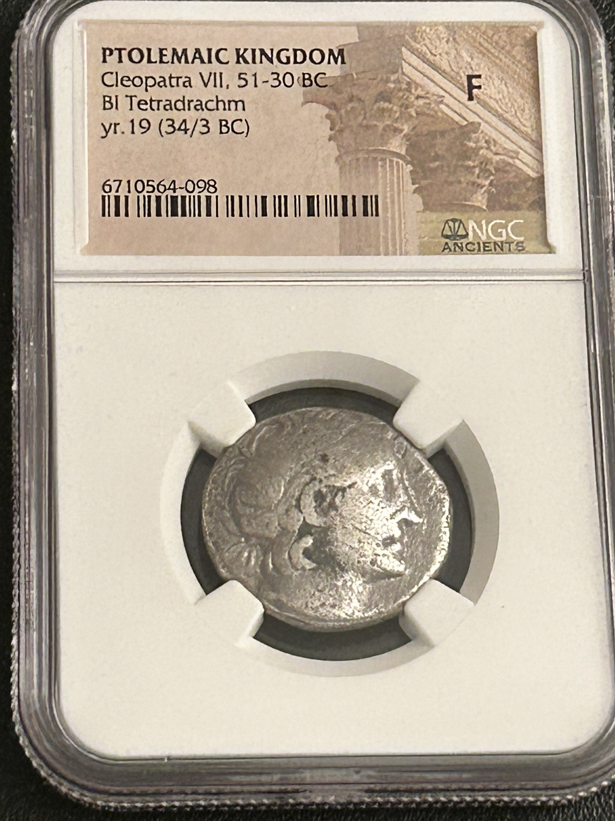 CLEOPATRA VII Egypt Pharaoh 34BC-33BC NGC Graded F Ptolemy Rare Tetradrachm Coin CLEOPATRA VII Egypt Pharaoh 34BC-33BC NGC Graded F Ptolemy Rare Tetradrachm Coin