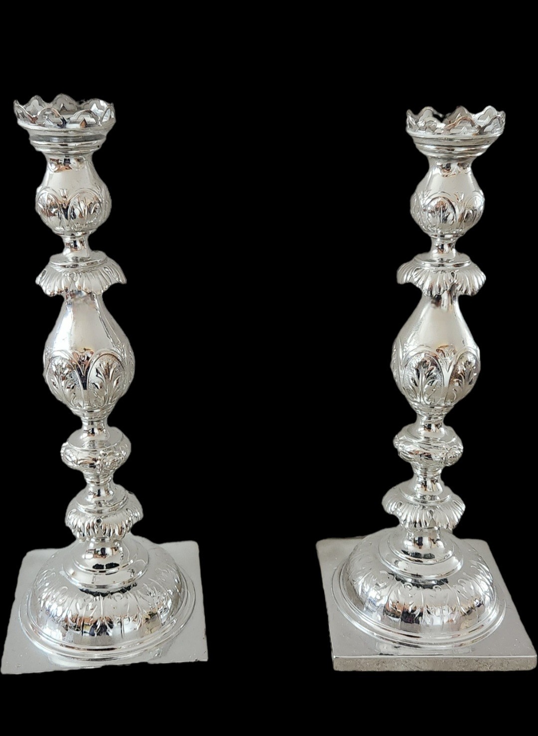 DEFECTIVE PAIR OF  ANTIQUE JOSEPH FRAGET CANDLESTICKS CANDLE HOLDERS SAB G3D