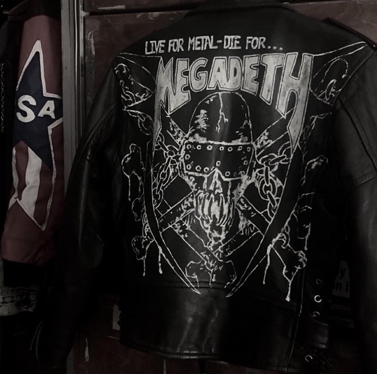 Custom Megadeth Hand Painted Leather Motorcycle Jacket 1980s Thrash Metal RARE