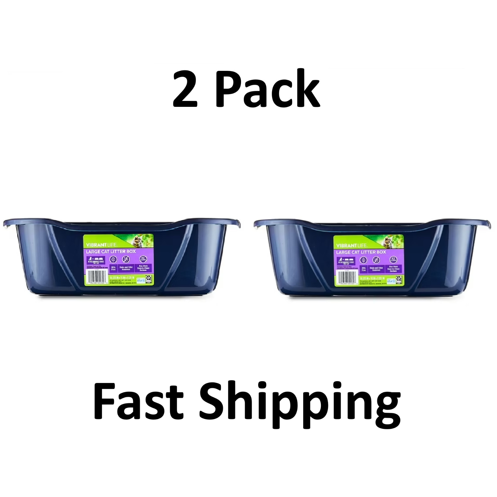 Vibrant Life Large Open Cat Litter Box 2 Pack