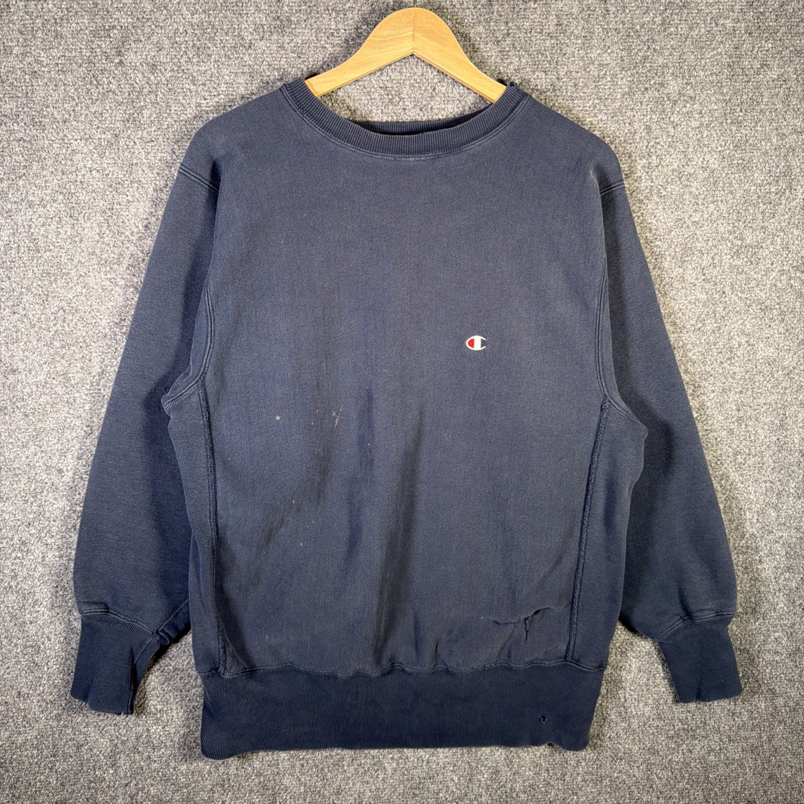 Vintage Champion Reverse Weave Sweatshirt Mens Large Navy 90s USA Logo Basic