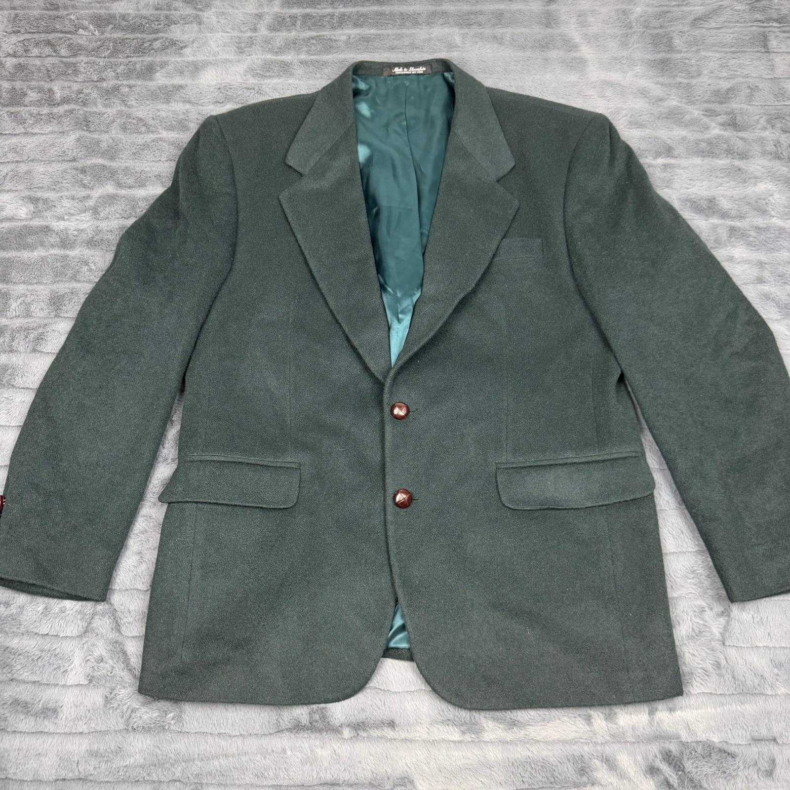 Tailors Row Deansgate Mens 40R Forest Green 100% Camel Hair Blazer Sport Coat