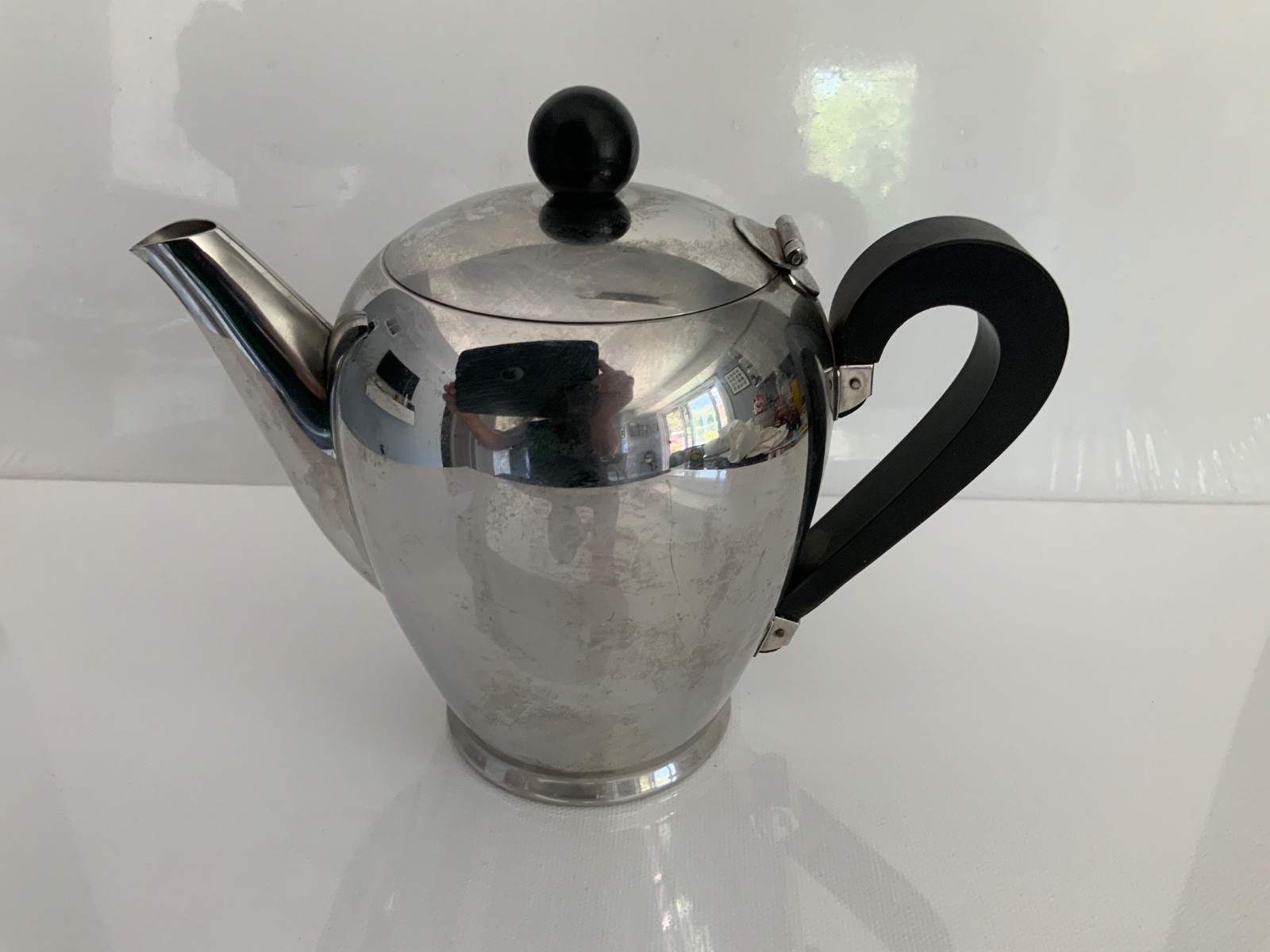 1960’s Carlo Alessi “Alfra” Stainless & Applewood 4 Serving Coffee Pot MCM VTG 1960’s Carlo Alessi “Alfra” Stainless & Applewood 4 Serving Coffee Pot MCM VTG