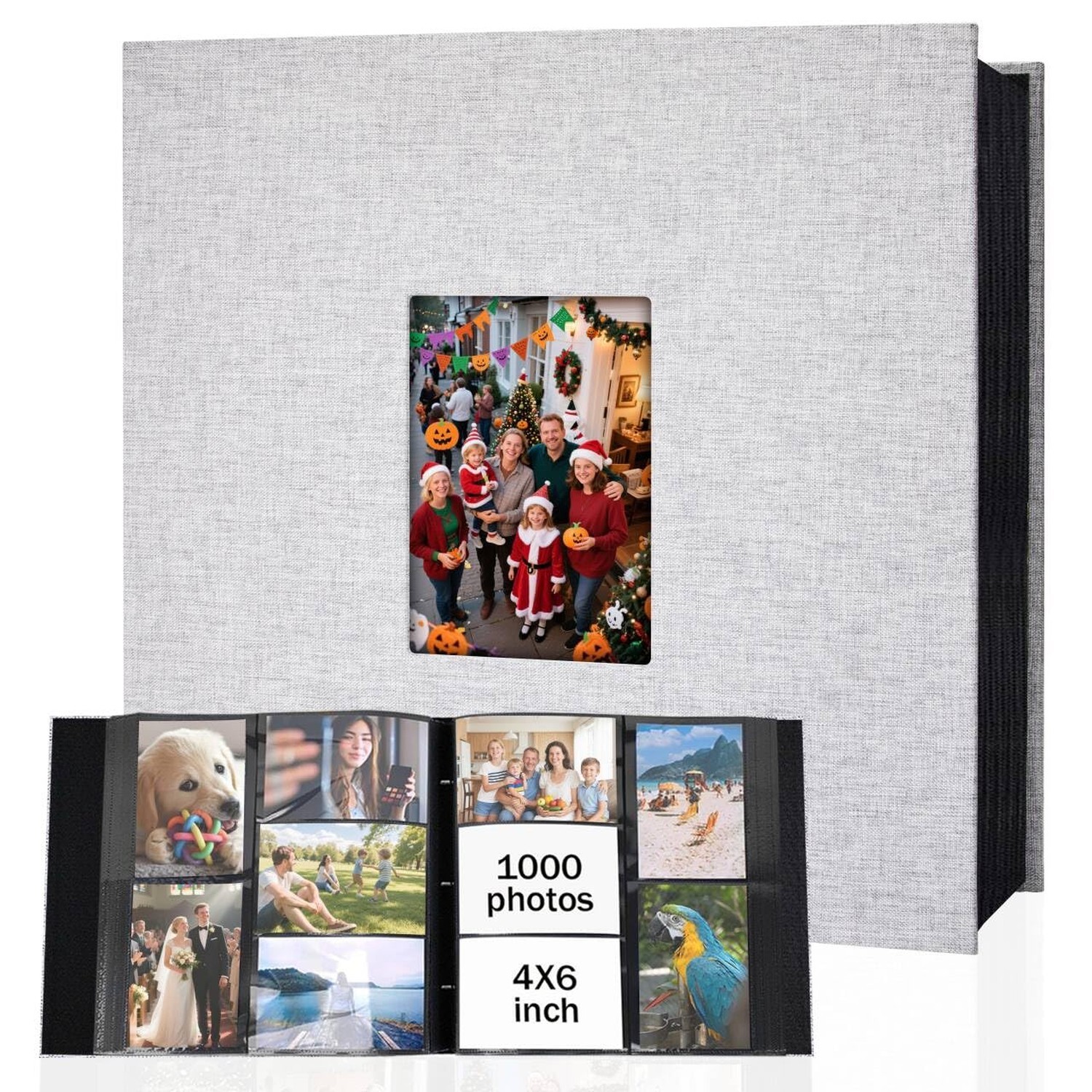 Ruibytree Extra Large Linen Photo Album 4x6 Pictures 1000 Pockets, Grey Ruibytree Extra Large Linen Photo Album 4x6 Pictures 1000 Pockets, Grey